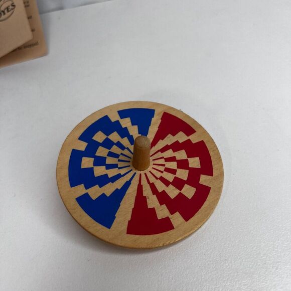 Authentic American Toyes Wooden Spinning Toy Tops Whirlygig Flip Over Top Pouch - Picture 4 of 10